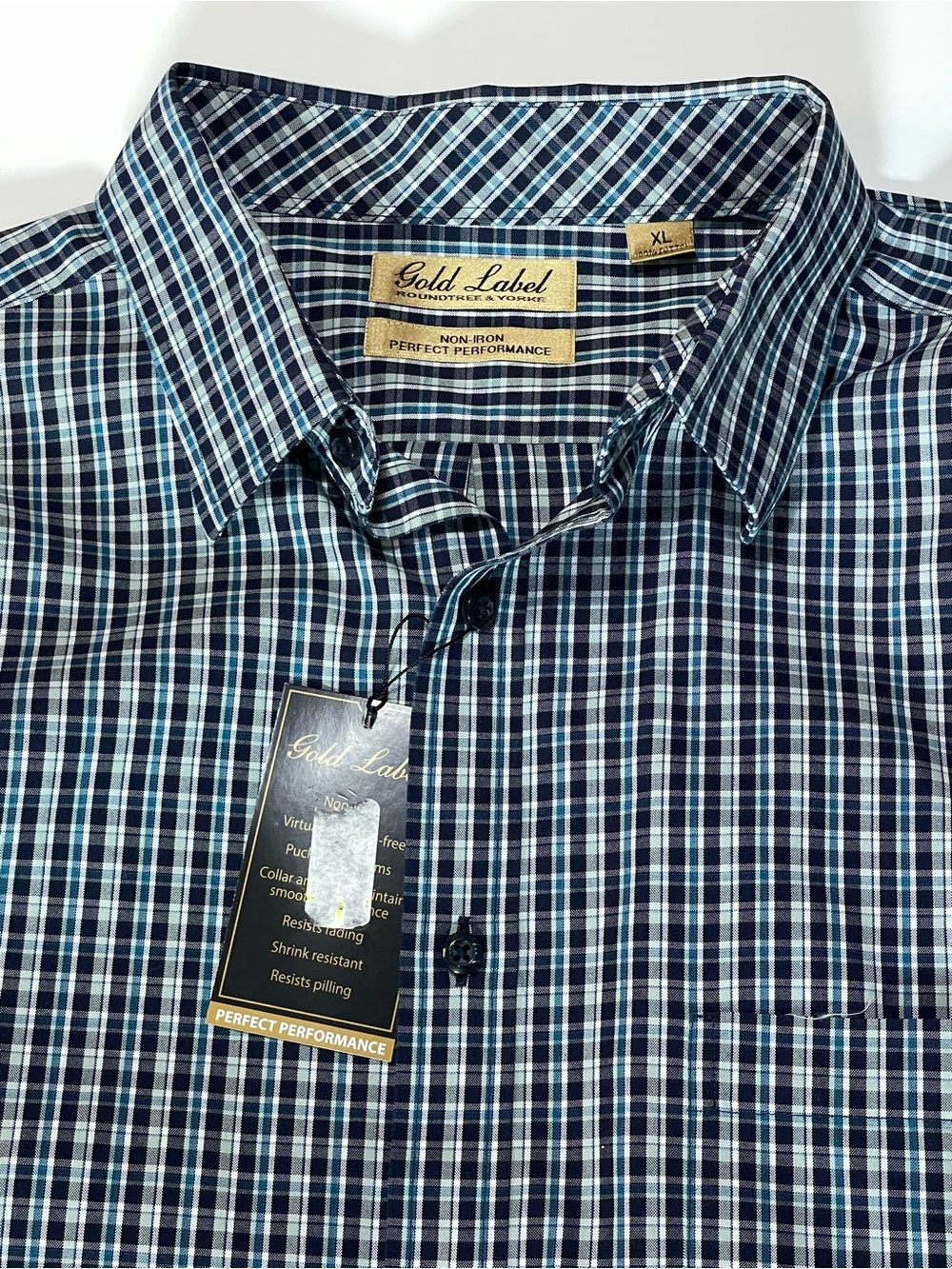 Men's Navy Plaid Button-Down Shirt NWT